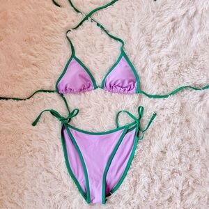 Wild Fable Purple & Green Triangle Bikini